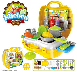 Toyzrin Ultimate Kitchen Chef Bring Along Kitchen Cooking Suitcase Set for Kids)