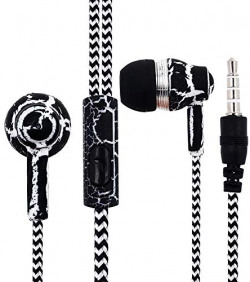 Pictek Crack Braided with Microphone Wired Control Bass Headphone for Mobile Phone Call (Black) @199