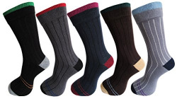 RC. ROYAL CLASS Men's Cotton Calf Length Ribbed Formal Socks (Multicolour, Free Size) -Pack of 5 Pairs