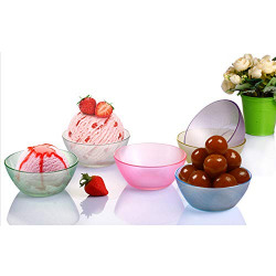 Kurtzy Glass Bowl for Serving Ice Cream Soup Dessert Snacks Assorted Colors Set of 6 (400ml)