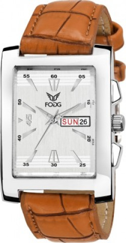 Fogg 1166-BR Square Brown Day and Date Watch  - For Men