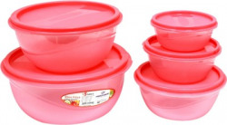 Princeware Plastic Grocery Container(Pack of 5, Pink)