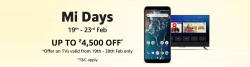 Mi Days : Great Offer   Redmi 6A, Mi A2, Redmi Y2, Redmi 6 Pro, Redmi Note 5 Pro  & TVs  [ Valid till 23rd Feb ]