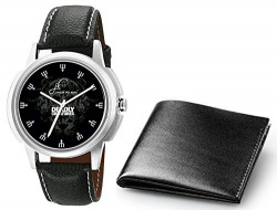 Jack Klein Leather Strap Analog Wrist Watch with Black Leather Wallet