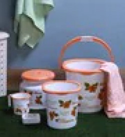 Cello Blossom Plastic Orange Small Bucket Set - Set of 5