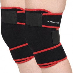 Strauss Adjustable (Pair) Knee Support (Free Size, Black, Red)