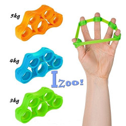 Izoo Silicone Resistance Bands Hand Grip Strengthener Extender Trainer - Set of 3