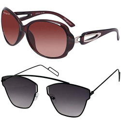 elegante Combo of Square Aviator and Brown Oval Sunglasses for Women