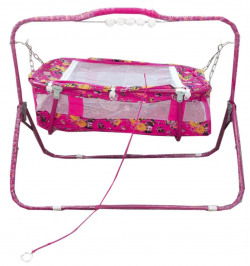 Oh Baby Baby Pink Cradles(Jhulla And Palna) With Mosquito Net For Your Kids SE-JP-23