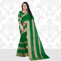 Divastri Striped Fashion Art Silk Saree(Green)