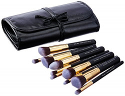 Solimo Makeup Brush Set With PU Leather Case (10 Pieces)