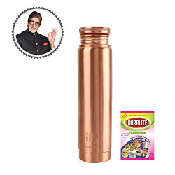 Cello H2O Copper Water Bottle with Polishing Powder,1.1 LTR