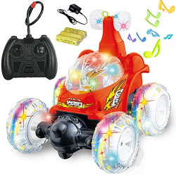 Magicwand® R/C Rechargeable 360 Degree Twisting Stunt Car with Music & Lights for Kids ( Colors as Per Stock)