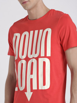 Splash Men Red Printed Round Neck T-shirt
