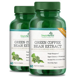 Simply Herbal Green Coffee Bean Extract Pure 800 Mg 100% Natural Weight Loss Supplement - 60 Capsules (Pack of 2) 
