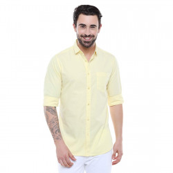 Dennis Lingo Men's Cotton Yellow Green Solid Casual Shirt (C301_Yellow) 