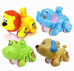[LIVE @ 10 AM] FunBlast Colorful Press and Go Friction Animal Toys, Colorful Funny Animal Toy Set for Kids (Pack of 2), Multi Color