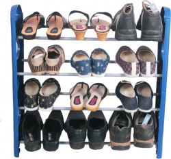 Ebee Plastic Shoe Stand  (Blue, 4 Shelves)