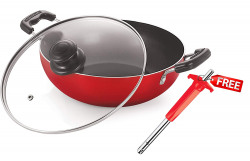  Nirlon Non-Stick Aluminium Cookware Set, 2-Pieces, Red/Black (32mm_KD_Free_Lighter)