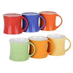 Femora Bone China Classical Multicolor Microwave Safe Tea Cup Coffee Mug for Office & Home, Set of 6, 150ml- 1 Year Warranty