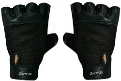 Sports 101 X-Treme Leather Fitness Gloves, Free Size (Black)