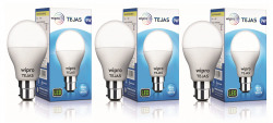 Wipro Tejas 9 Watt B22 LED Bulb, Cool Daylight (Pack of 3)