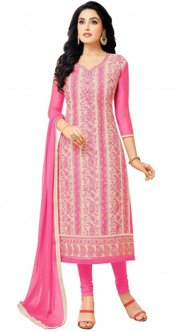 Rajnandini Women's Chanderi Embroidered Dress Material (JOPLMF4007, Pink, Free Size) 