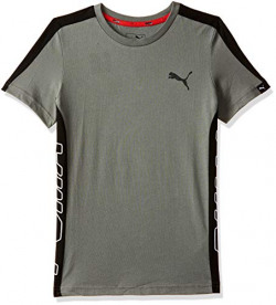 Puma Boys' Plain Regular Fit T-Shirt (85016339_Grey_128)