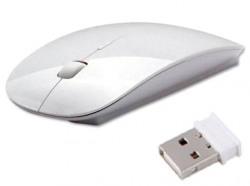 Oxza 2.4Ghz Ultra Slim Wireless Optical Mouse (USB, White)