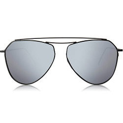SOJOS Men's UV Protected Shield Flat Mirrored Sunglasses 58 mm (Silver)