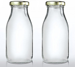 CRAZYINK Hygienic Air Tight Italian Glass Water Bottle, Milk Bottle, Juice Bottle 300 ml Bottle(Pack of 2, Clear)