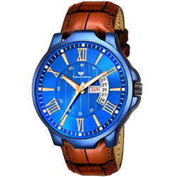 FF1167-BL BR Blue & Brown Day & Date Unique New Watch
