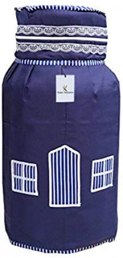 Kuber Industries Quilted Cotton Cylinder Cover - Blue, 3 Layered