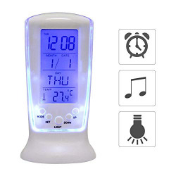 HOME CUBE® Multi-Function Digital LED Clocks Alarm Clock Calendar Thermometer Display with Backlight Electronic Watch Square Gift for Kids (DS-510)