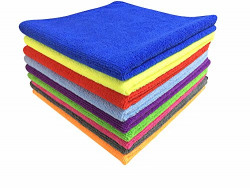 SOFTSPUN Microfiber Car Cleaning Cloth (Pack of 5) for Detailing & Polishing 340 GSM, 40 cm x 40 cm, Muticolor
