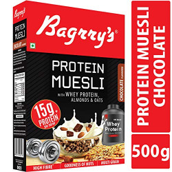 Bagrry's Protein Muesli with Whey Protein, Almonds and Oats, 500 GM