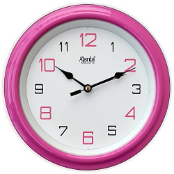Ajanta Plastic Round Wall Clock (20.5 cm x 20.5 cm x 3.5 cm, Pink)