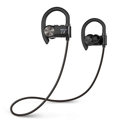 TaoTronics Bluetooth Waterproof and Sweatproof Earbuds with Adjustable Earhooks for Running and Gym Workout (Black)