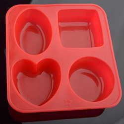 Bulfyss Silicone Circle, Square, Oval and Heart Shape Soap Cake Making Mould, Multicolor