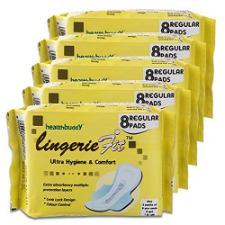 Healthbuddy Lingerie Fit Sanitary Pad Regular- 5 Packs Of 8 Pcs Each 