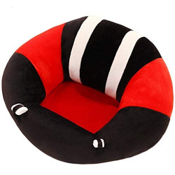 Besties Baby Soft Plush Cushion Cotton Baby Sofa Seat Infant Safety Car Chair Learn to Sit Stool Training Kids Support Sitting for Dining (Red/Black)