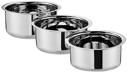 Amazon Brand - Solimo Stainless Steel 3-Piece Tope Set Without Lid