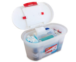 ThinkPro Plastic Medical/First Aid Storage Box (36 cm x 20 cm x 22.6 cm, White & Red) 