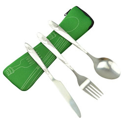 BESTONZON 3pcs Stainless Steel Portable Travel Cutlery Set