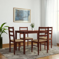 Woodness Winston Upholstered Solid Wood 4 Seater Dining Set(Finish Color - Wenge)