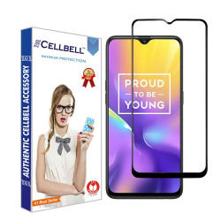  CELLBELL® Realme U1(Full Glue)(Edge to Edge)(Black) Tempered Glass Screen Protector with Installation Kit