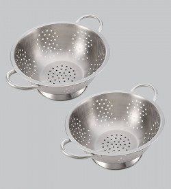 A-Plus Stainless Steel Twin Handled Deep Colander- Set of 2