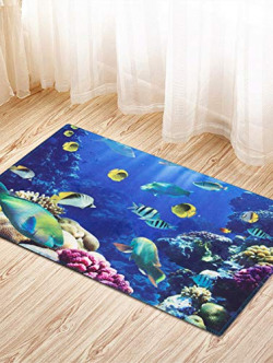 Story@Home Designer Aquarium Print Polyester Doormat - 16 x24 ,Dark Blue