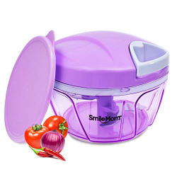 Smile Mom Swift Vegetable Chopper, Cutter Set with Storage Lid for Kitchen, 3 Stainless Steel Blade (400 ML)