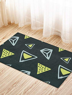 Story@Home Designer Triangle Print Polyester Doormat - 16 x24 , Yellow